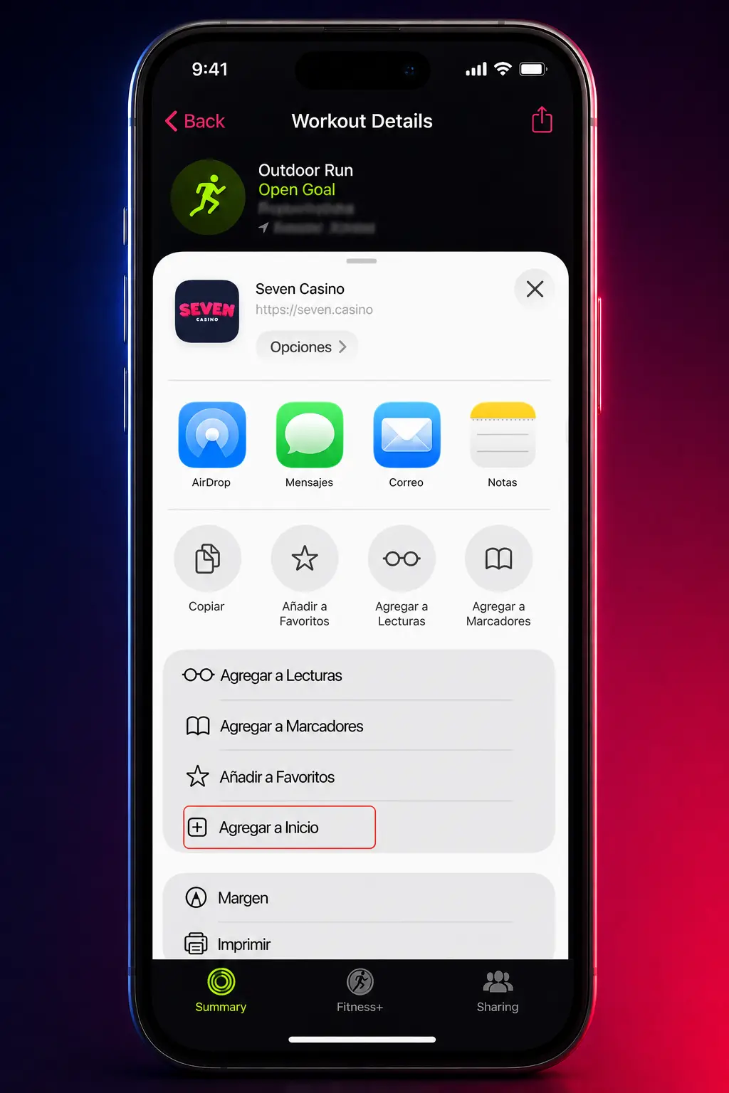 Descarga de Seven casino para iPhone e iOS en 4 pasos sencillos desde Safari, sin ocupar espacio adicional en el dispositivo.