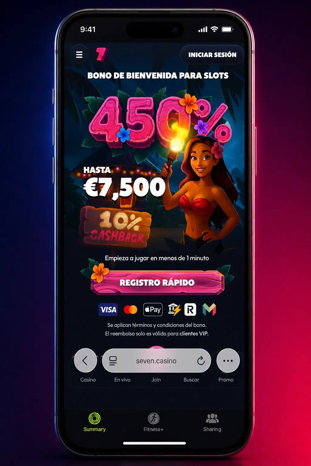 Pasos para descargar e instalar la app de Seven casino en iPhone o iPad desde Safari en 4 pasos sencillos